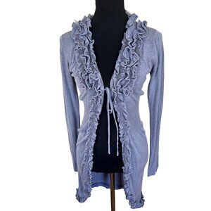 Trend Womens Cardigan Sweater Italy Cashmere Merino Wool Open Front Small Grey